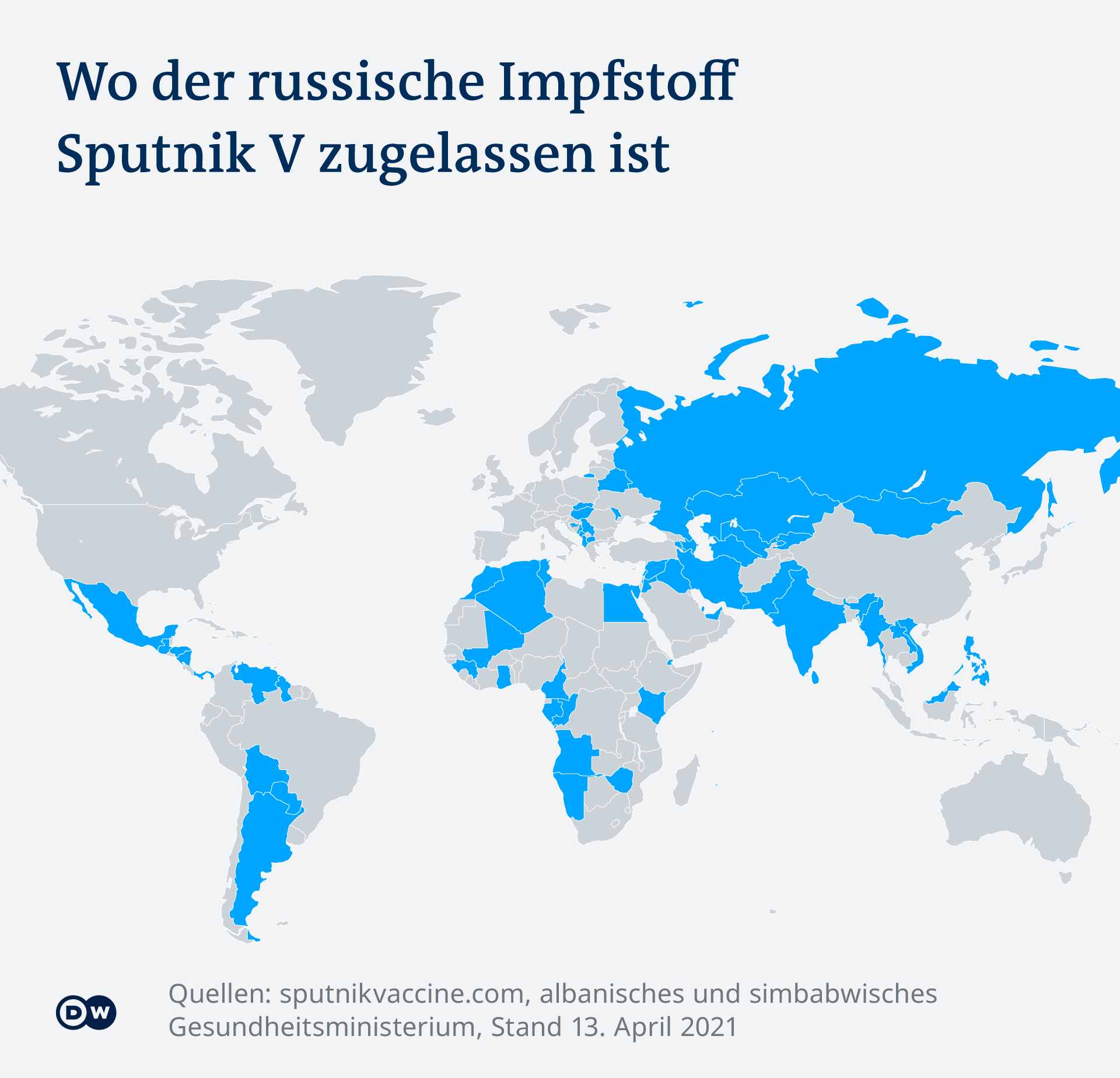 Infografik COVID-19 wo Sputnik V Impfstoff zugelassen ist DE