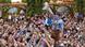 A crowded Oktoberfest tent.