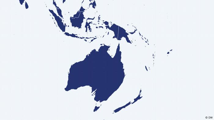 Mapa de Australia y de Oceania